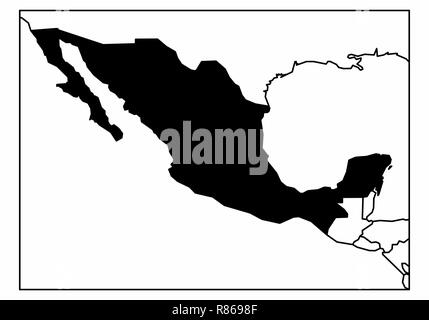 Une carte simplifiée du Mexique à l'Amérique du Nord Illustration de Vecteur