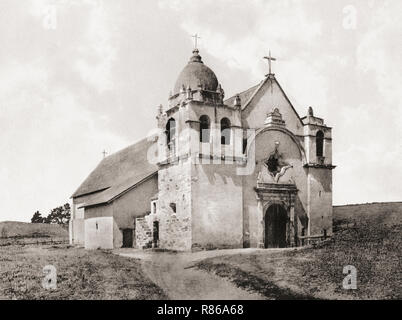 La Mission San Carlos Borromeo del río Carmelo ou Misión de San Carlos Borromeo de Carmelo, Californie, États-Unis d'Amérique), ch. 1915. Merveilleux de Californie, publié en 1915. Banque D'Images