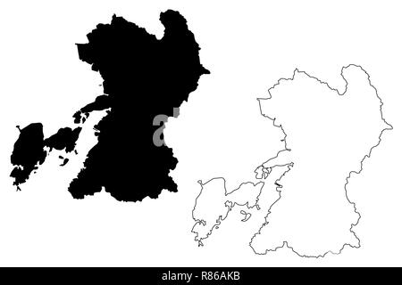 La Préfecture de Kumamoto (divisions administratives du Japon, préfectures du Japon) map vector illustration, scribble sketch carte Kumamoto Illustration de Vecteur