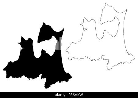 La Préfecture d'Aomori (divisions administratives du Japon, préfectures du Japon) map vector illustration, scribble sketch carte d'Aomori Illustration de Vecteur