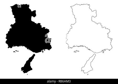 La Préfecture de Hyogo (divisions administratives du Japon, préfectures du Japon) map vector illustration, scribble sketch carte de Hyogo Illustration de Vecteur