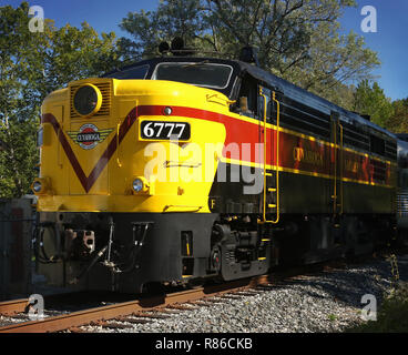 Locomotive diesel MLW/ALCOA FPA-4 nombre CVSR 6777. Exploité comme événement spécial sur le Cuyahoga Valley Scenic Railroad. La station Boston Mills, Cuyahoga V Banque D'Images