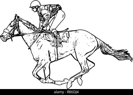 Équitation jockey cheval de course dimensions - vector Illustration de Vecteur