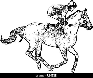 Équitation jockey cheval de course dimensions - vector Illustration de Vecteur