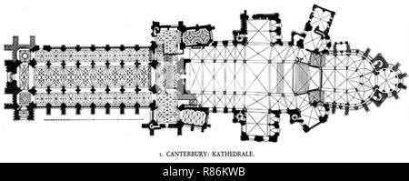 Plan de la cathédrale de Canterbury. Banque D'Images