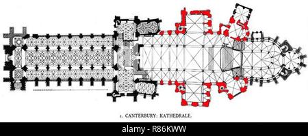 Canterbury cathédrale normande plan. Banque D'Images