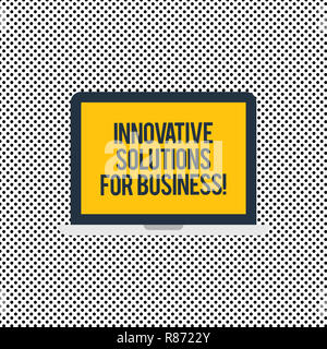 Main conceptuel écrit, indiquant des solutions innovantes pour les entreprises. Texte photo d'affaires idées modernes appliquées aux entreprises moniteur portable Compu personnels Banque D'Images