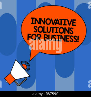 Écrit remarque montrant des solutions innovantes pour les entreprises. Photo d'entreprise présentant des idées modernes appliquées aux entreprises décrites ovale Bulle Texte B Banque D'Images