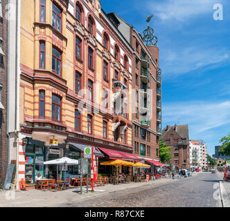 Cafés et bars dans le quartier de Fishchmarkt, Altona, Hambourg, Allemagne Banque D'Images