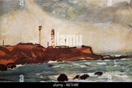 Phare du Cap Inubo par Fujishima Takeji. Banque D'Images
