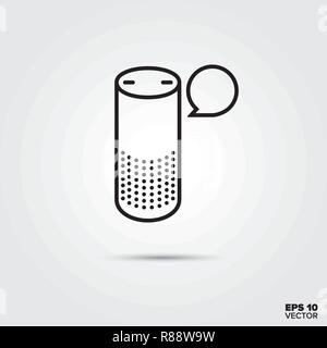 Smart Speaker assistant virtuel d'illustration vectorielle, l'icône de la ligne. Symbole des médias et du divertissement. Illustration de Vecteur