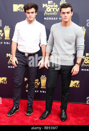 SANTA MONICA, LOS ANGELES, CA, USA - 16 juin : Ethan Dolan, Grayson Dolan au 2018 MTV Film et TV Prix tenue au Barker Hangar le 16 juin 2018 à Santa Monica, Los Angeles, Californie, États-Unis. (Photo par Xavier Collin/Image Press Office) Banque D'Images