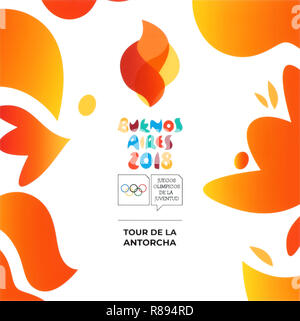 Kiev, Ukraine - le 16 août 2018 : Buenos Aires 2018 Imprimé sur papier blanc, Jeux Olympiques de la jeunesse d'été. C'est un festival de sport pour les adolescents. Banque D'Images