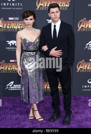 HOLLYWOOD, LOS ANGELES, CA, USA - 23 avril : Scarlett Johansson, Colin Jost lors de la première mondiale de Disney et Marvel Avengers : l'infini du 'guerre' tenue à l'El Capitan Theatre, Kodak Theater et Théâtre chinois de Grauman IMAX le 23 avril 2018 à Hollywood, Los Angeles, Californie, États-Unis. (Photo par Xavier Collin/Image Press Office) Banque D'Images