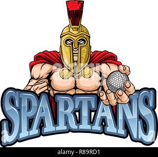 Trojan Spartan Sports Golf Mascot Illustration de Vecteur