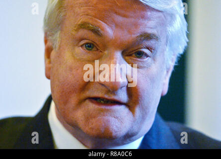 Le Lord Juge en chef, Lord Burnett de Maldon, au cours de la conférence de presse annuelle de la Chambre peinte à la Cour royale de Justice de Londres. Banque D'Images