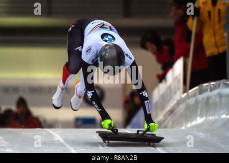 Winterberg, Allemagne. 14 Décembre, 2018. Squelette, Coupe du monde, les femmes, 2e run dans le Veltins-Eisarena : Janine Troupeau de Autriche commence. Credit : Christophe Gateau/dpa/Alamy Live News Banque D'Images