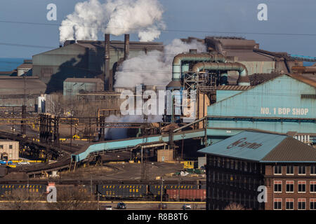 U.S Steel Gary Works par un froid matin de décembre. Banque D'Images