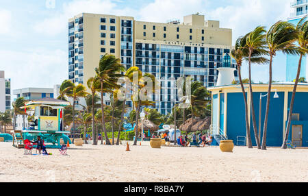 MIAMI, FLORIDE - le 21 janvier 2018 : Vue de la plage de la ville Banque D'Images