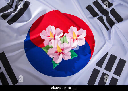 Un emblème de la Corée et les Coréens concept, avec drapeau national "Taegukgi", fleur nationale 'Rose de Sharon' et ainsi de suite. 127 Banque D'Images