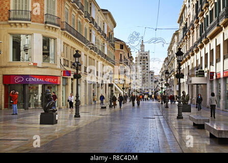 Calle Marques de Larios - rue piétonne à Malaga. Espagne Banque D'Images