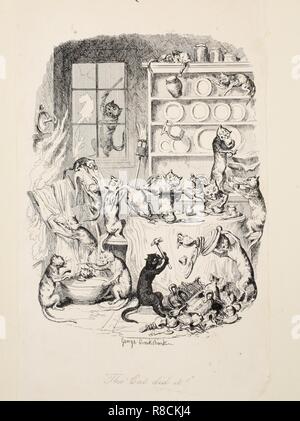 Le chat a-t-il, du plus grand fléau de la vie, pub. 1847. Créateur : George Cruikshank (1792 à 1878). Banque D'Images