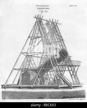 Herschels Grand Télescope, (Fig. 24), pub. 1797. Organisateur : École d'anglais (18ème siècle). Banque D'Images