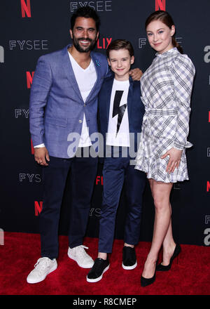 HOLLYWOOD, LOS ANGELES, CA, USA - Mai 06 : Ignacio Serricchio, Maxwell Jenkins, Mina Sundwall le FYSee à Netflix Kick Off Party 2018 tenue à Raleigh Studios le 6 mai 2018 à Hollywood, Los Angeles, Californie, États-Unis. (Photo par Xavier Collin/Image Press Office) Banque D'Images