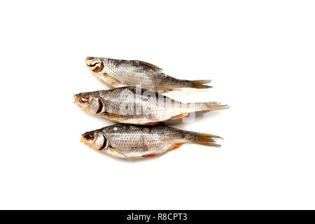 Bâtonnets de poisson séché salé isolated on white Banque D'Images