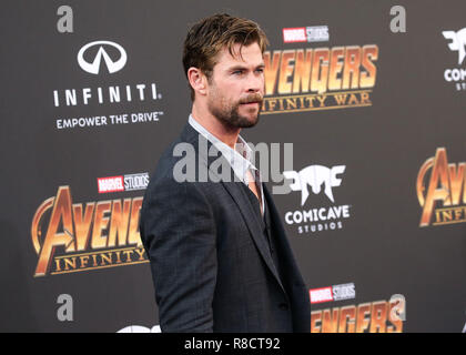 HOLLYWOOD, LOS ANGELES, CA, USA - 23 avril : Chris Hemsworth lors de la première mondiale de Disney et Marvel Avengers : l'infini du 'guerre' tenue à l'El Capitan Theatre, Kodak Theater et Théâtre chinois de Grauman IMAX le 23 avril 2018 à Hollywood, Los Angeles, Californie, États-Unis. (Photo par Xavier Collin/Image Press Office) Banque D'Images