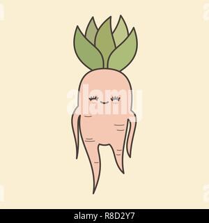 Cute cartoon charmant mandrake root vector illustration Illustration de Vecteur