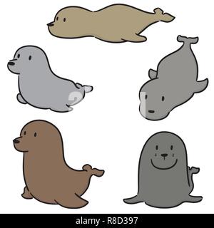 Vector set de lion de mer Illustration de Vecteur