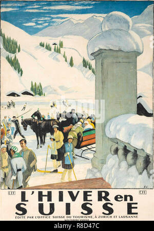 L'hiver en Suisse, 1921. Banque D'Images