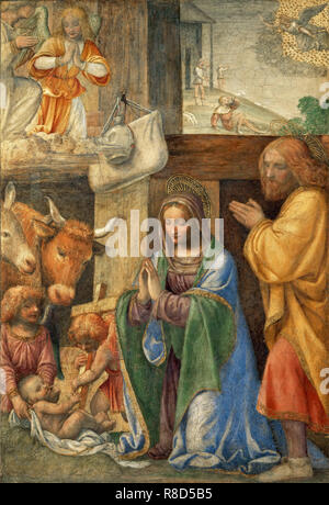 Nativité et l'Annonciation aux bergers, entre 1500 et 1550. Banque D'Images