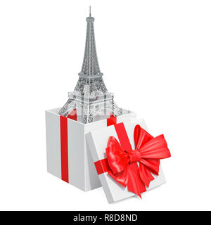 Billet cadeau à Paris, rendu 3D concept isolé sur fond blanc Banque D'Images