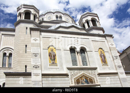 Mosaïque sur la façade de l'Église orthodoxe d'Eusebio, Valrovina San Trieste, Italie Banque D'Images