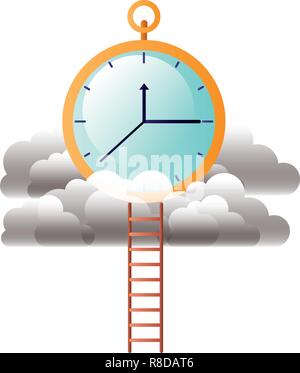 Réveil avec les nuages et les escaliers Banque D'Images