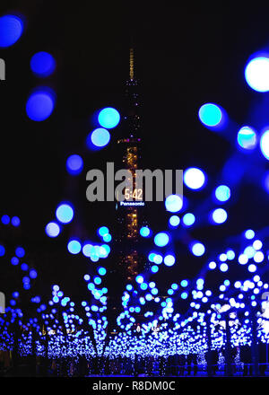 Lumières de Noël dans le Parc Odori au cours de l'hiver Snow Festival. Sapporo, Hokkaido au Japon. Banque D'Images