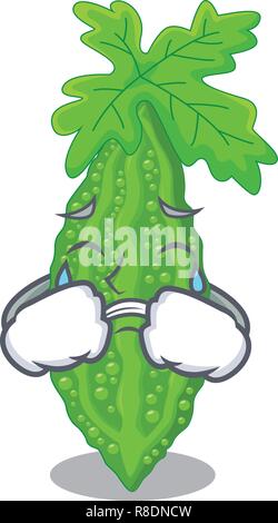 Pleurer le melon amer caractère sur les légumes produits frais Illustration de Vecteur
