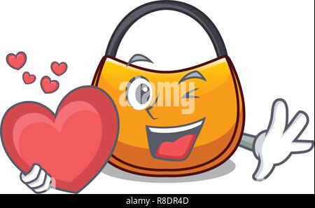 Avec cœur sac besace contours sur l'image cartoon Illustration de Vecteur