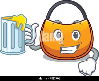 Sac besace avec des jus de contours sur l'image cartoon Illustration de Vecteur
