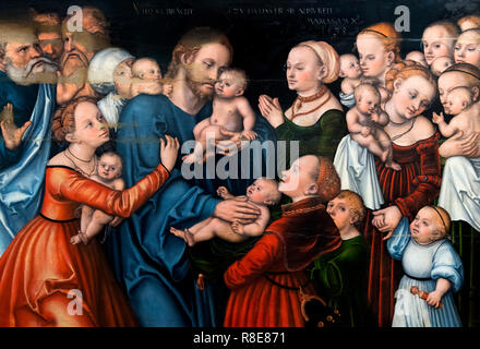 Le Christ bénissant les enfants de Lucas Cranach l'ancien (1472-1553), huile sur bois, 1538 Banque D'Images
