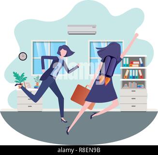 Businesswomen with rocket dans la salle de séjour Illustration de Vecteur