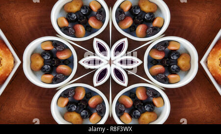 Abstract Photo Petit-déjeuner motif symétrique décoratif ornement géométrique Mouvement Kaléidoscope Cercle et formes Star Banque D'Images