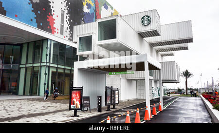 Hualien City, Taiwan - Dec 7,2018 - premier magasin de récipient recyclé Starbuck à Taiwan a ouvert ses portes en septembre 2018. Conçu par l'architecte Kengo Kuma sur Japanest Banque D'Images
