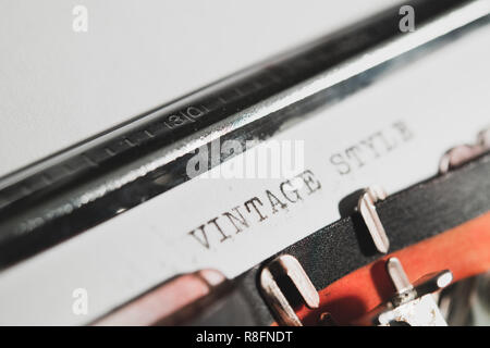 'Texte' style Vintage sur du papier blanc en machine à écrire vintage style classique détail Banque D'Images