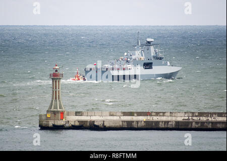 Corvette de classe Gawron polonais converti en navire de patrouille extracôtiers 241 ORP Slazak durant des essais en mer à Gdynia, Pologne. 20 novembre 2018 © Wojciech St Banque D'Images