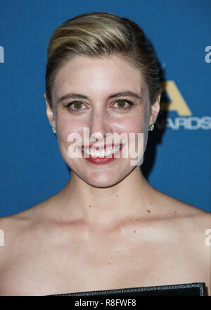 BEVERLY HILLS, LOS ANGELES, CA, USA - Le 03 février : Greta Gerwig dans la salle de presse au 70e Congrès annuel de la Directors Guild Of America Awards tenue à l'hôtel Beverly Hilton le 3 février 2018 à Beverly Hills, Los Angeles, Californie, États-Unis. (Photo par Xavier Collin/Image Press Office) Banque D'Images