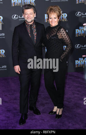 HOLLYWOOD, LOS ANGELES, CA, USA - Le 29 janvier : Andy Serkis, Lorraine Ashbourne lors de la première mondiale de Disney et Marvel's 'Black Panther' tenue à l'Kodak Theater Le 29 janvier 2018 à Hollywood, Los Angeles, Californie, États-Unis. (Photo par Xavier Collin/Image Press Office) Banque D'Images