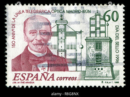 Timbres-poste de l'Espagne dans le jour de la série de timbres émis en 1996 Banque D'Images